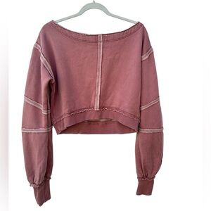 Free People Cropped Mauve Pink Pullover Sweater